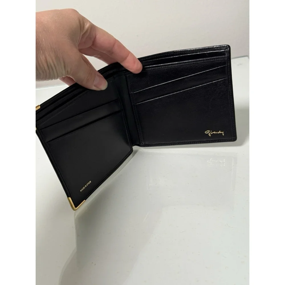 Givenchy Men's Black Leather Slim Bi Fold Wallet Spain Luxury Designer Logo
